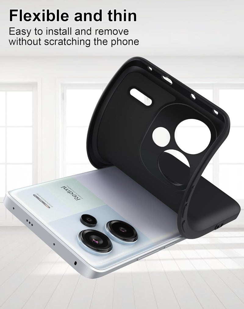DIZORO Compatible with Mi Redmi Note 13 Pro Plus 5G Back Cover with Upgraded Square Edges for Camera Protection Shockproof Flexible Matte Liquid Silicone Mobile Phone Case (Black) - Image 4