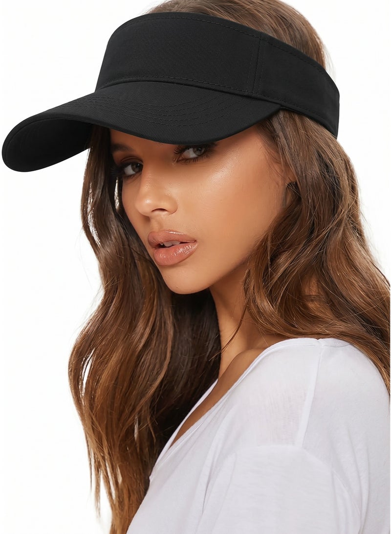 JoyousSto Structured Sports Sun Visor Hat,Quick Dry Lightweight Adjustable Sun Hat for Tennis, Pickleball, Golf, Beach,Black - Image 1