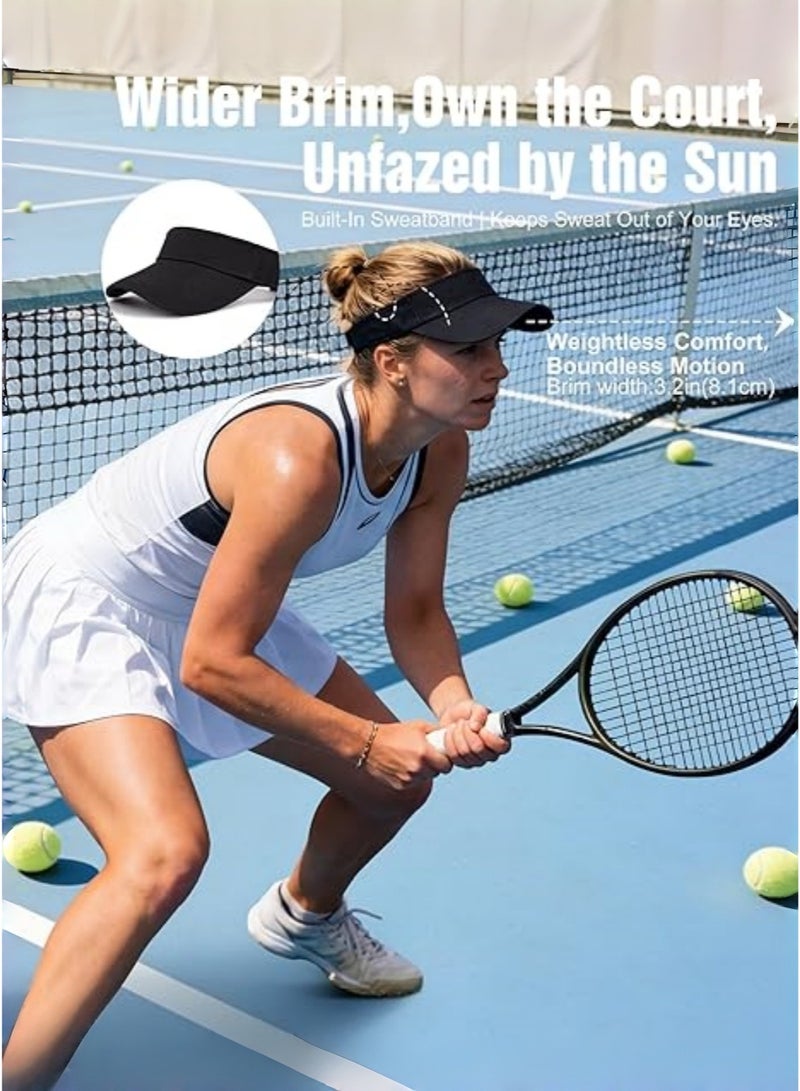 JoyousSto Structured Sports Sun Visor Hat,Quick Dry Lightweight Adjustable Sun Hat for Tennis, Pickleball, Golf, Beach,Black - Image 3
