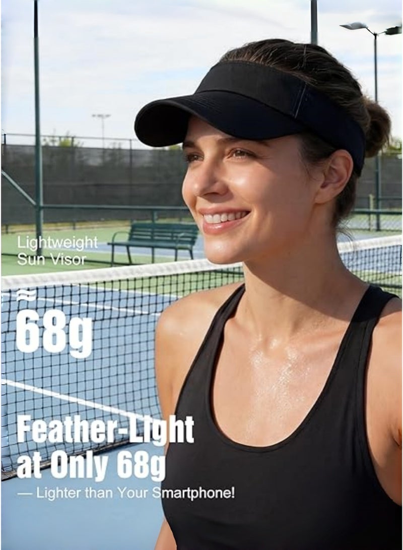 JoyousSto Structured Sports Sun Visor Hat,Quick Dry Lightweight Adjustable Sun Hat for Tennis, Pickleball, Golf, Beach,Black - Image 4