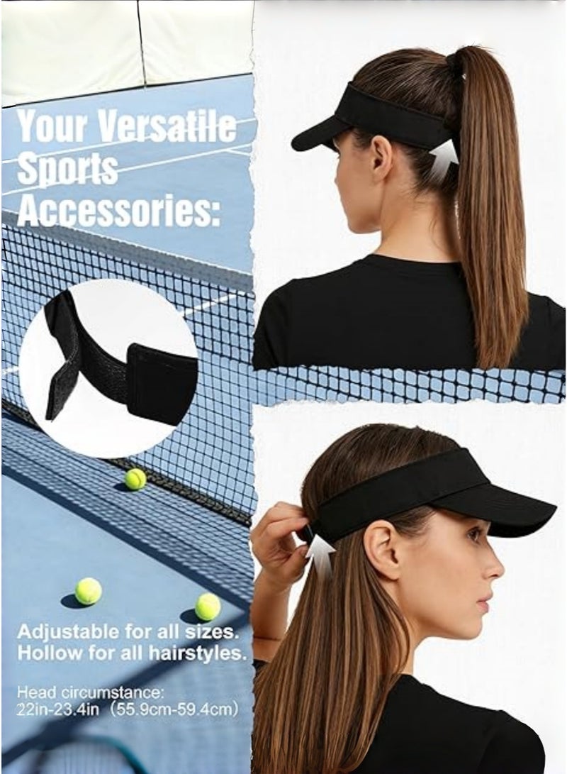 JoyousSto Structured Sports Sun Visor Hat,Quick Dry Lightweight Adjustable Sun Hat for Tennis, Pickleball, Golf, Beach,Black - Image 5