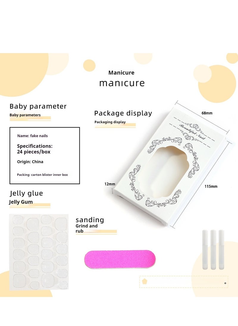 SYNSYB French Tip Press On Nails - Package Soft Gel French Fake Nails Short, Salon-quality Press On Nails, Seamless Glue-on Nails for Woman Nail Art Manicure  - Image 2