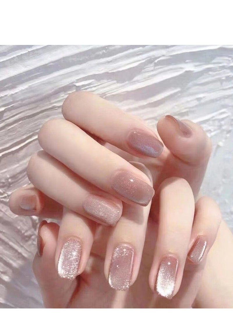 SYNSYB French Tip Press On Nails - Package Soft Gel French Fake Nails Short, Salon-quality Press On Nails, Seamless Glue-on Nails for Woman Nail Art Manicure  - Image 1