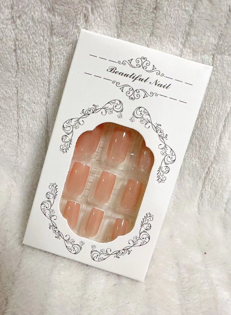 French Tip Press On Nails - Package Soft Gel French Fake Nails Short, Salon-quality Press On Nails, Seamless Glue-on Nails for Woman Nail Art Manicure