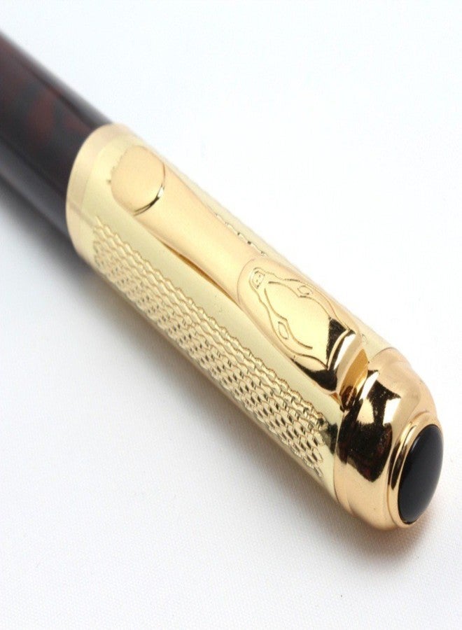 Abaj Dikawen Luxury Rollerball Pen Marron Marble Body Gold Mesh Cap Elegant Gift Pen - Image 3