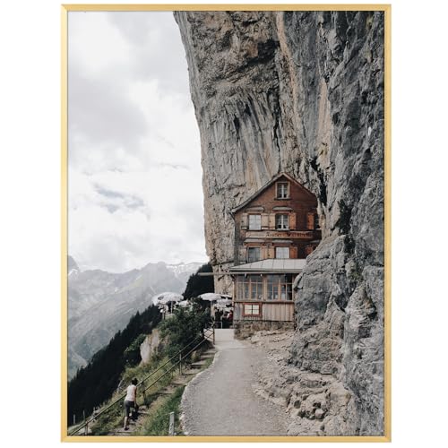 Frametory 18x24 Aluminum Poster Frame Acrylic Front Thin Metal Picture Frames for 24x18 Photo HorizontalVertical Wall Mount 1 Pack Gold