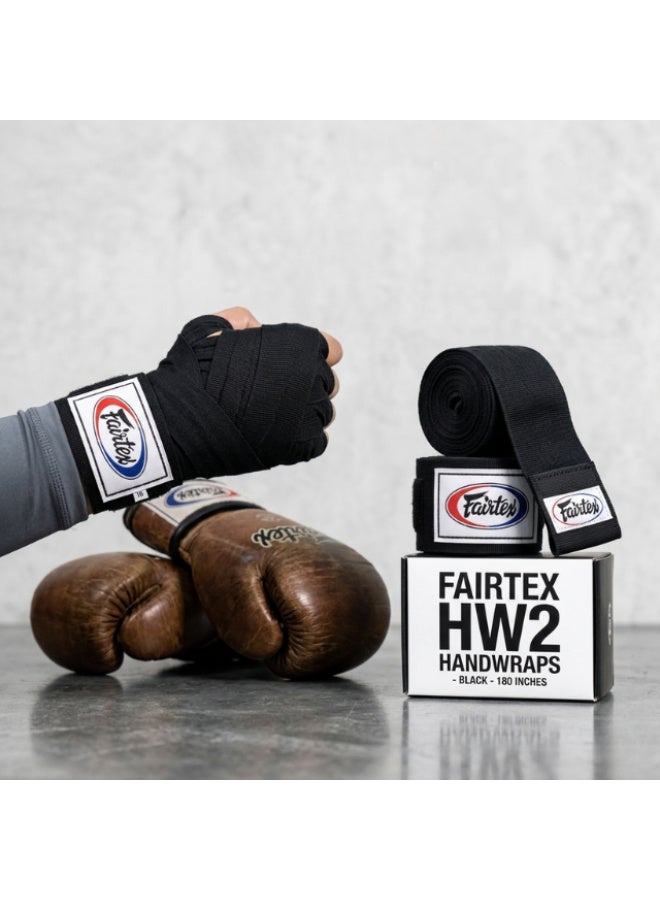 Fairtex HW2 Elastic Cotton Hand Wraps 180" | Black - Image 2