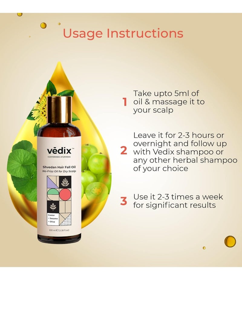 Vedix Ayurvedic Hair Fall Oil Combo with 3 Booster Oils Shvedan No Frizz Hair Oil For Normal Oily Scalp With Amla Brahmi and Bhringraj Booster Oils  gift for women 4 Oils Gift Kit 130ml - Image 3