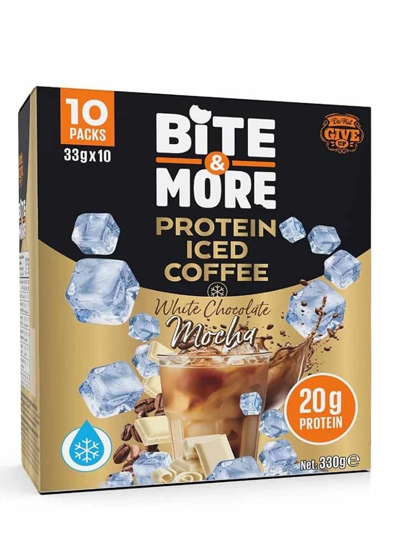 BITE & MORE PROTEIN ICED COFFEE, WHITE CHOCOLATE MOCHA FLAVOUR 33G*10 - Image 1