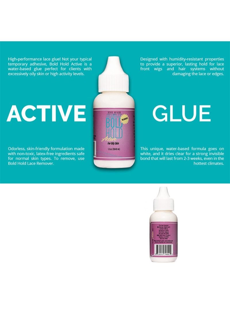 The Hair Diagram - Bold Hold Active Reloaded Strong Hold Glue for Wigs and Hair Systems - Invisible Bonding - Formulated for Oily Skin - Non Toxic - Humidity Resistant and Waterproof - 38ml - Image 1
