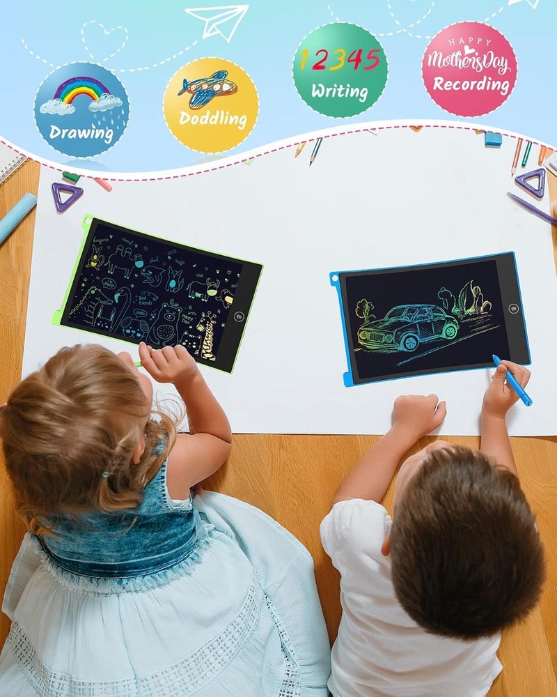 TECJOE LCD Writing Tablet, 8.5 Inch 2 Pack Colorful Doodle Board Drawing Tablet for Kids, Kids Travel Games Activity Learning Toys Birthday Gifts for 3 4 5 6 Year Old Boys and Girls, Blue Green - Image 4