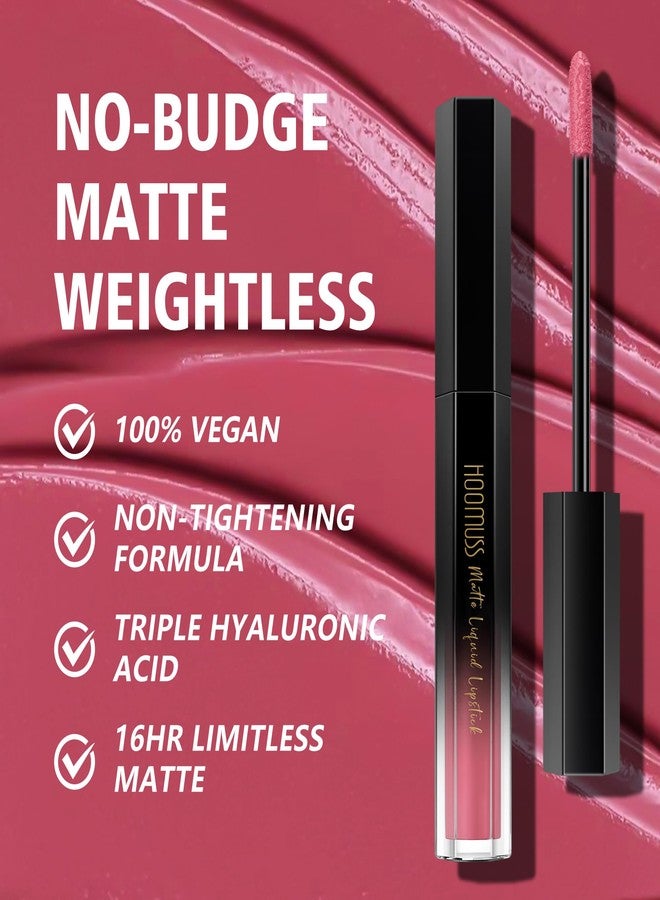 HOOMUSS Pink Lipstick Long Lasting, Matte Liquid Lipsticks for Women Non Transfer Smudgeproof Smooth and Easy to Appy Cruelty Free Lip Color,M63 - Image 3
