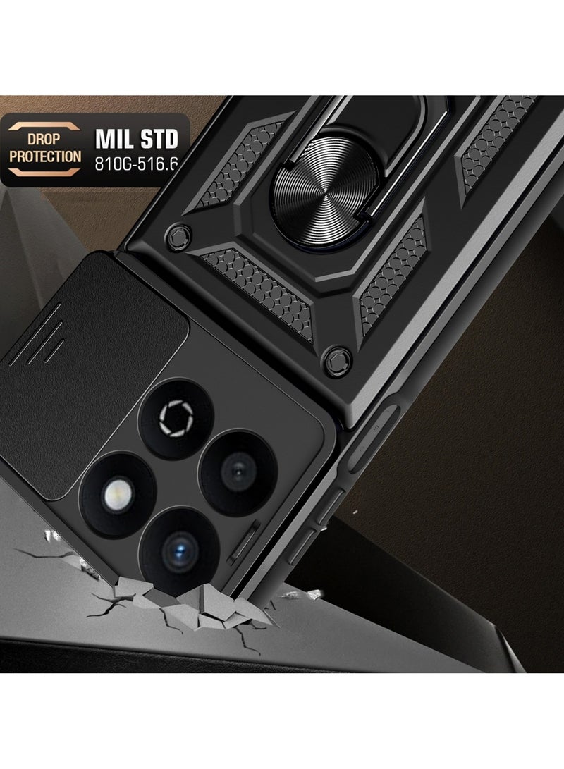 Case Cover Shockproof Window Protective Case with Camera Protection and Metal Ring Compatible with   Honor x7c / Honor 200 smart (Black) - Image 4