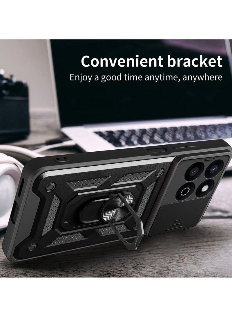 Case Cover Shockproof Window Protective Case with Camera Protection and Metal Ring Compatible with   Honor x7c / Honor 200 smart (Black) - Image 5