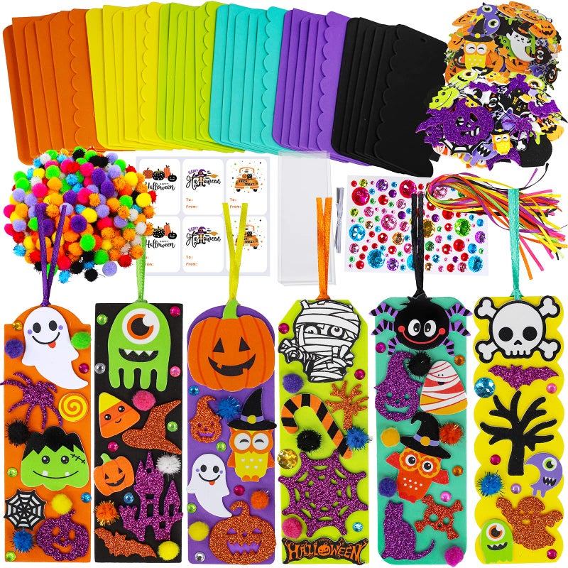 Winlyn 36 Sets Halloween Craft Kits Fall Kids Crafts DIY Halloween Bookmarks Art Sets Pumpkin JackOLantern Bats Monster Foam Stickers Arts and Crafts for Kids Classroom Activities - Image 2