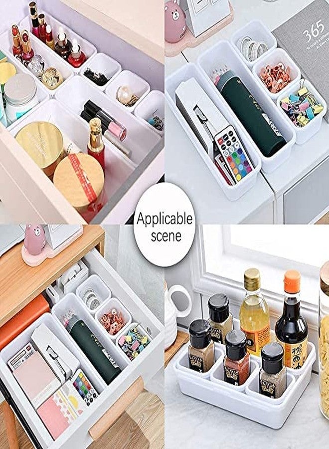 Honexa 8 Pack Interlocking Desk Drawer Organizer,storage organizer for Office,Bathroom, Kitchen, Makeup,Customizable Multi-Purpose Storage,Durable,Easy to Clean(White) - Image 2