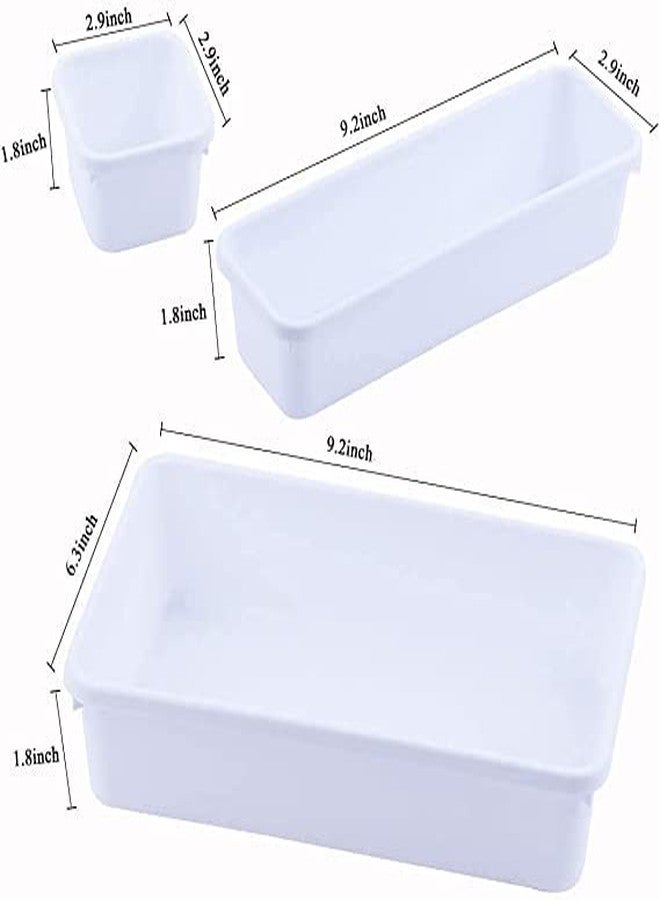 Honexa 8 Pack Interlocking Desk Drawer Organizer,storage organizer for Office,Bathroom, Kitchen, Makeup,Customizable Multi-Purpose Storage,Durable,Easy to Clean(White) - Image 3