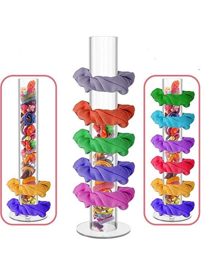 BARCROCK Acrylic Scrunchie Holder Stand Clear Scrunchy Tower, Hair Tie Organizer Rubber Band Holder Rubber Band (Pack of 1). - Image 1
