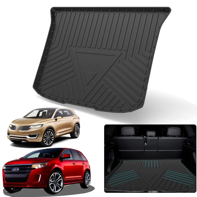 Elsetyler Cargo Liner for Edge Black TPO All Weather Heavy Duty Waterproof Rear Cargo Tray Trunk Floor Mat Protector Compatible with 20072014 Ford Edge 20072015 Lincoln MKX
