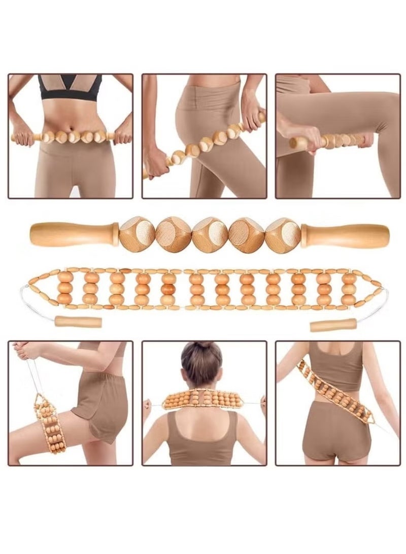 XUN 6 in 1 Wood Therapy Massage Tools Massager Wooden Massager for Body Shaping Massage Tool Set Wood Therapy Tools for Relieving Muscle Pain Body Sculpting Tools Gua Sha - Image 5