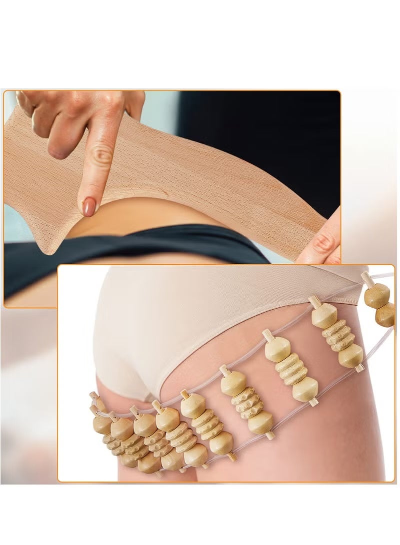 6 في 1 أدوات تدليك العلاج بالخشب مدلك خشبي لتشكيل الجسم مجموعة أدوات التدليك أدوات العلاج بالخشب لتخفيف آلام العضلات أدوات نحت الجسم غوا شا - Image 5
