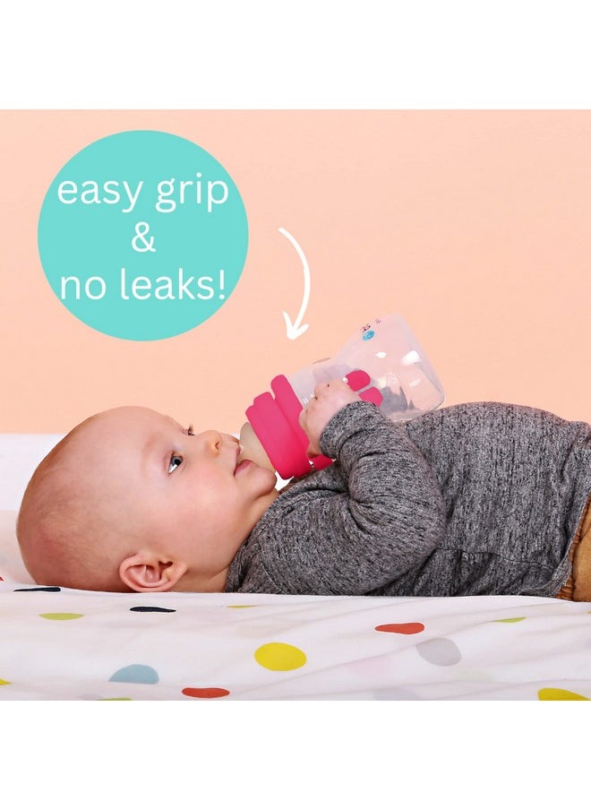 b.box 4 Lids In 1 Cup For Baby Feeding | 240 Ml Spill Proof Toddler Training Bottle | Transition Sippy Cup With Bpa Free Premium Silicone Plastic, Dishwasher Safe (Raspberry)  - Image 1