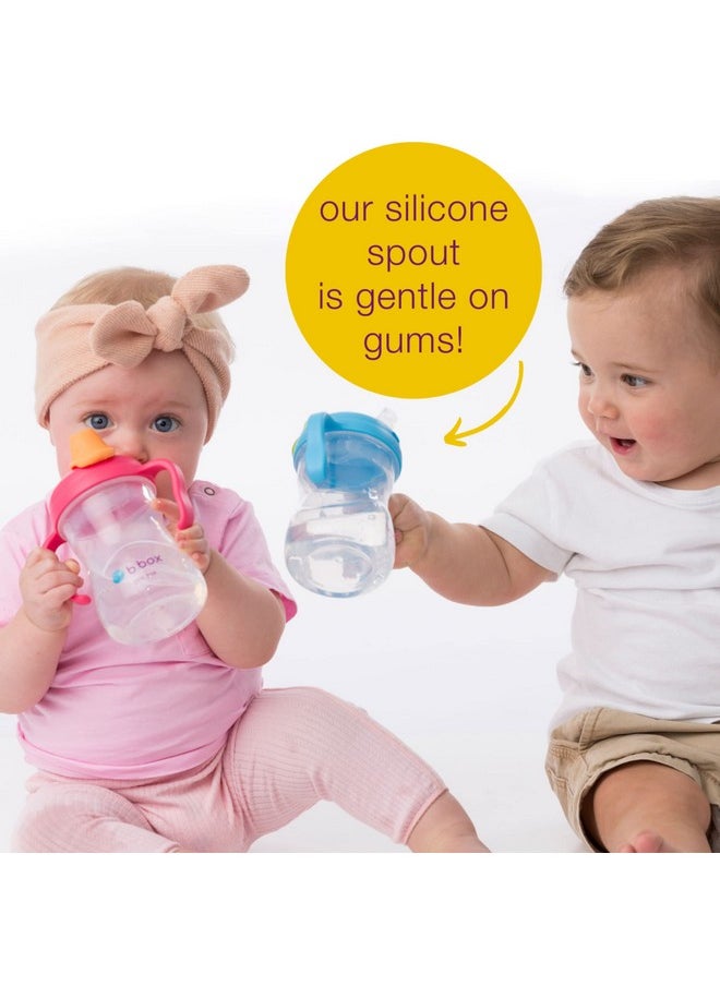 b.box 4 Lids In 1 Cup For Baby Feeding | 240 Ml Spill Proof Toddler Training Bottle | Transition Sippy Cup With Bpa Free Premium Silicone Plastic, Dishwasher Safe (Raspberry)  - Image 2