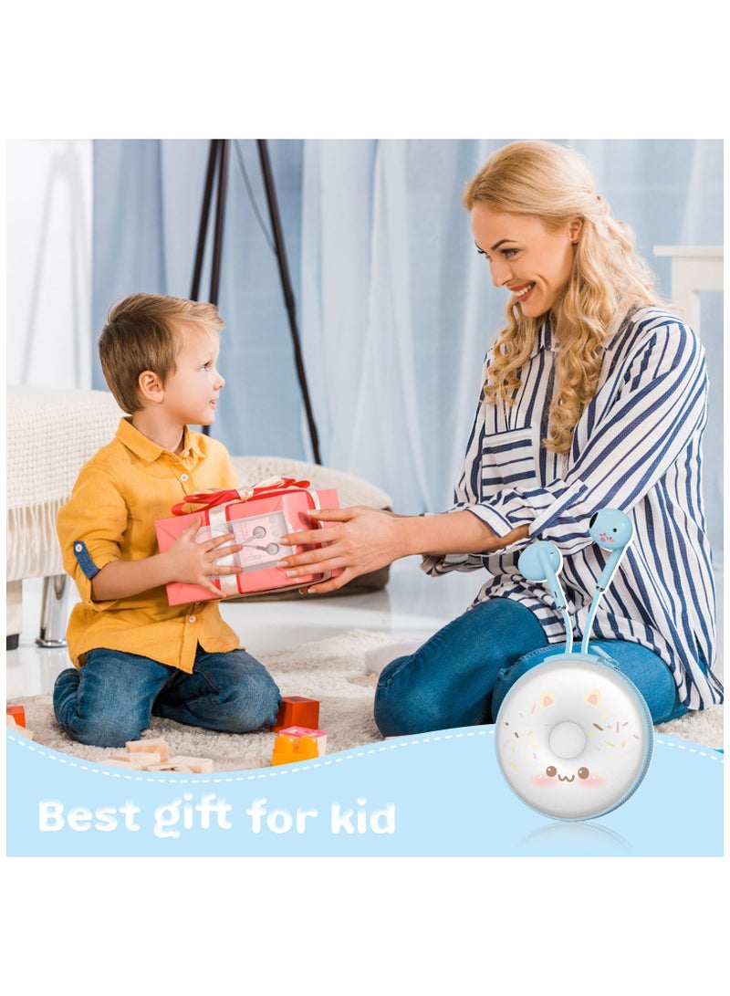 SYOSI Donut Earbuds for Kids in-Ear Headphones,Kid Size Flat Cable Wired Earbud Over Ear Headphones, Earphone with Microphone and Lovely Earphones Storage Case,Ideal Gifts for School Girls and Boys (blue) - Image 5