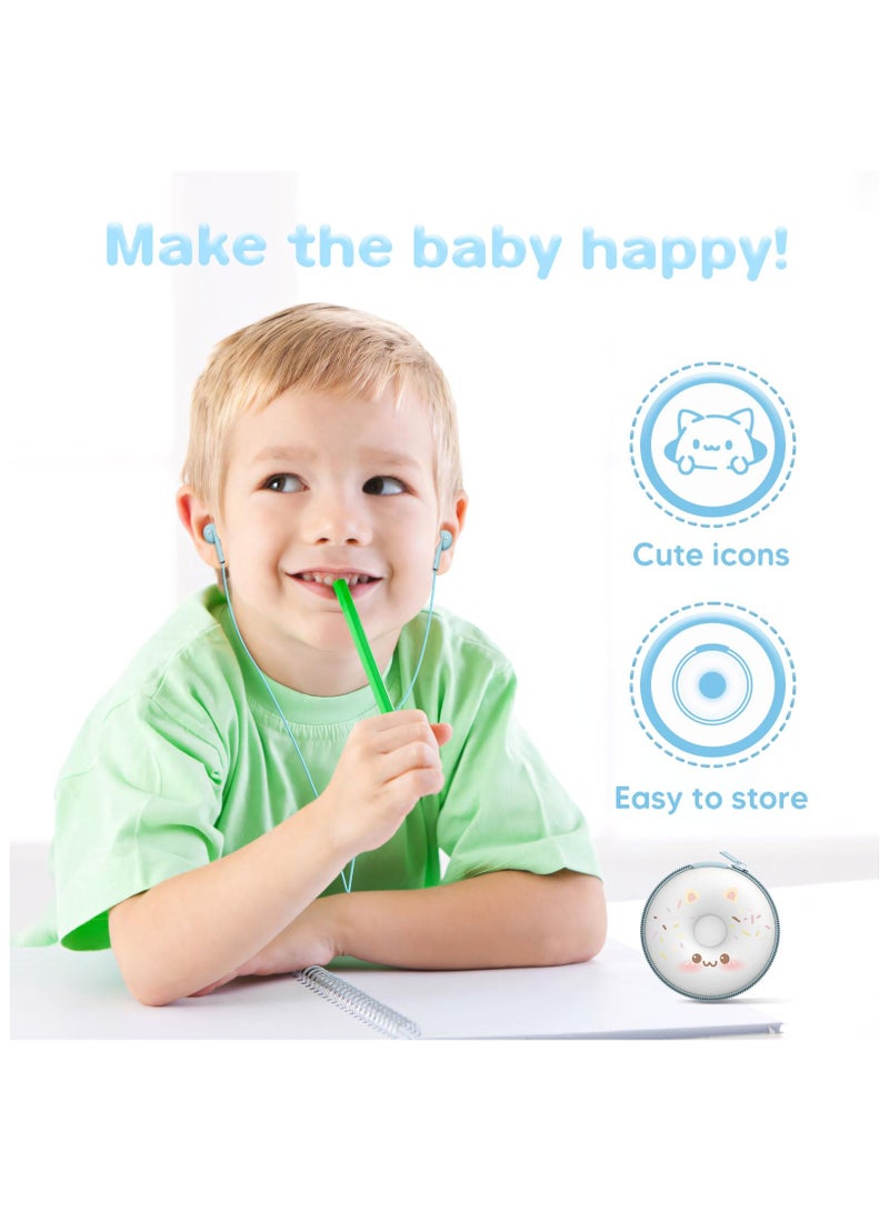 SYOSI Donut Earbuds for Kids in-Ear Headphones,Kid Size Flat Cable Wired Earbud Over Ear Headphones, Earphone with Microphone and Lovely Earphones Storage Case,Ideal Gifts for School Girls and Boys (blue) - Image 4
