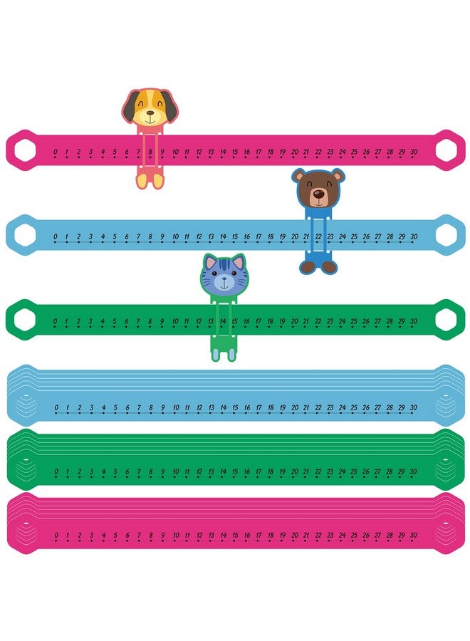 Eersida 24 Pcs Slide And Learn Number Line 16.5 X 1.5 Inch Pvc Number Line For Student, 0 To 30 Math Number Line Animal Positive Integers Number Lines Childhood Education Materials For School (Bright Colors) - Image 1