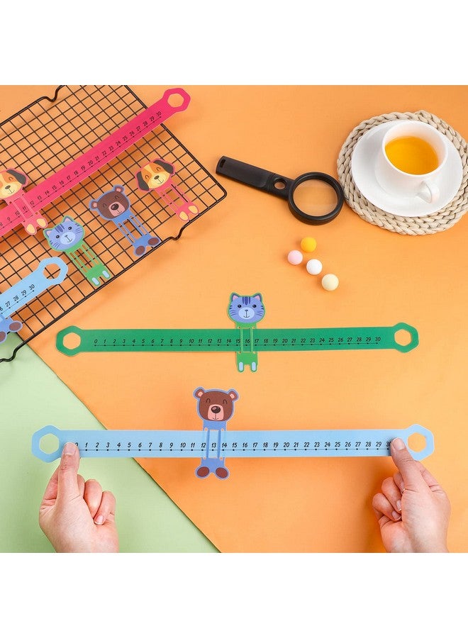 Eersida 24 Pcs Slide And Learn Number Line 16.5 X 1.5 Inch Pvc Number Line For Student, 0 To 30 Math Number Line Animal Positive Integers Number Lines Childhood Education Materials For School (Bright Colors) - Image 5