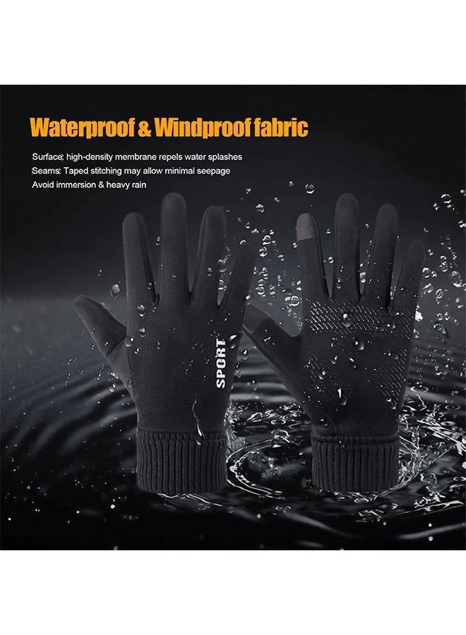 BOFAN Cycling Gloves, Touch Screen Thermal Gloves with Water Resistant Windproof Design, Warm Full Finger Gloves for Men and Women, Running, Driving, Hiking, Work in Cold Weather, Black - Image 5
