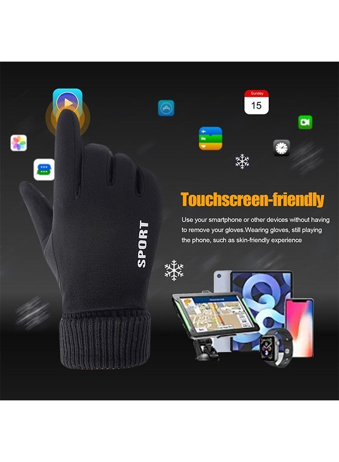 BOFAN Cycling Gloves, Touch Screen Thermal Gloves with Water Resistant Windproof Design, Warm Full Finger Gloves for Men and Women, Running, Driving, Hiking, Work in Cold Weather, Black - Image 2