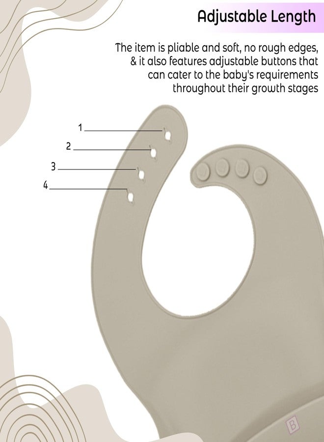 بيمبيكا مجموعة أدوات مائدة سيليكون أساسية لتغذية الأطفال من بيمبيكا، مناسبة لتدريب الأطفال الرضع على تناول الطعام (عبوة من 4 قطع) (بيج) - Image 3