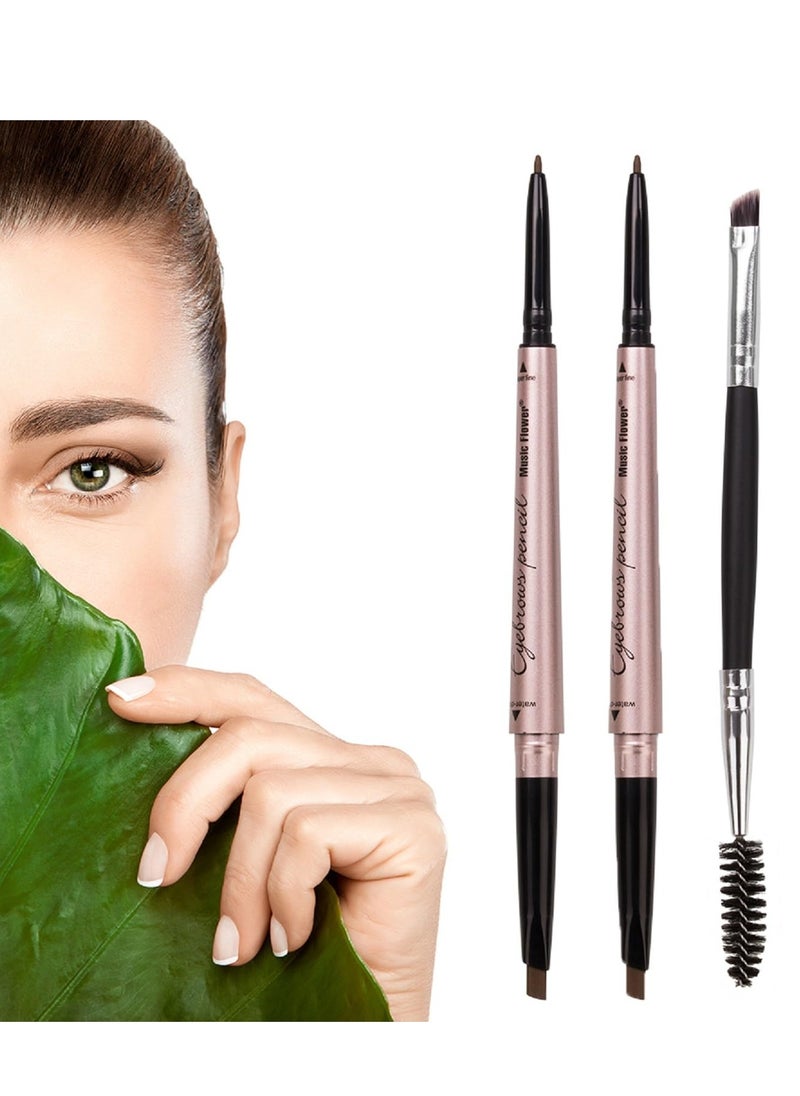 HeyBeauty [ 2 Pack]Eyebrow Pencil, Waterproof Eyebrow Makeup with Dual Ends, Professional Brow Enhancing Kit with Eyebrow Brush (Dark Brown #1)  - Image 1