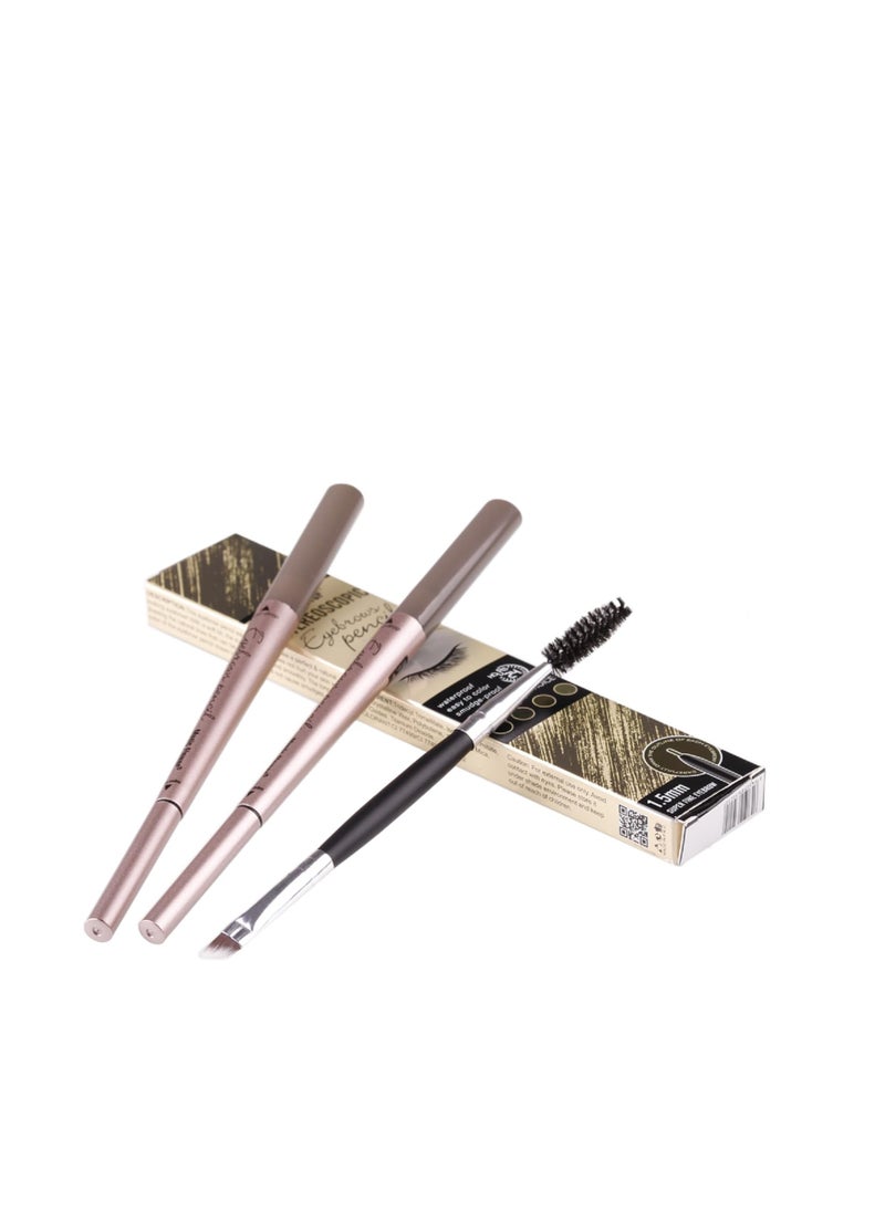 HeyBeauty [ 2 Pack]Eyebrow Pencil, Waterproof Eyebrow Makeup with Dual Ends, Professional Brow Enhancing Kit with Eyebrow Brush (Dark Brown #1)  - Image 4