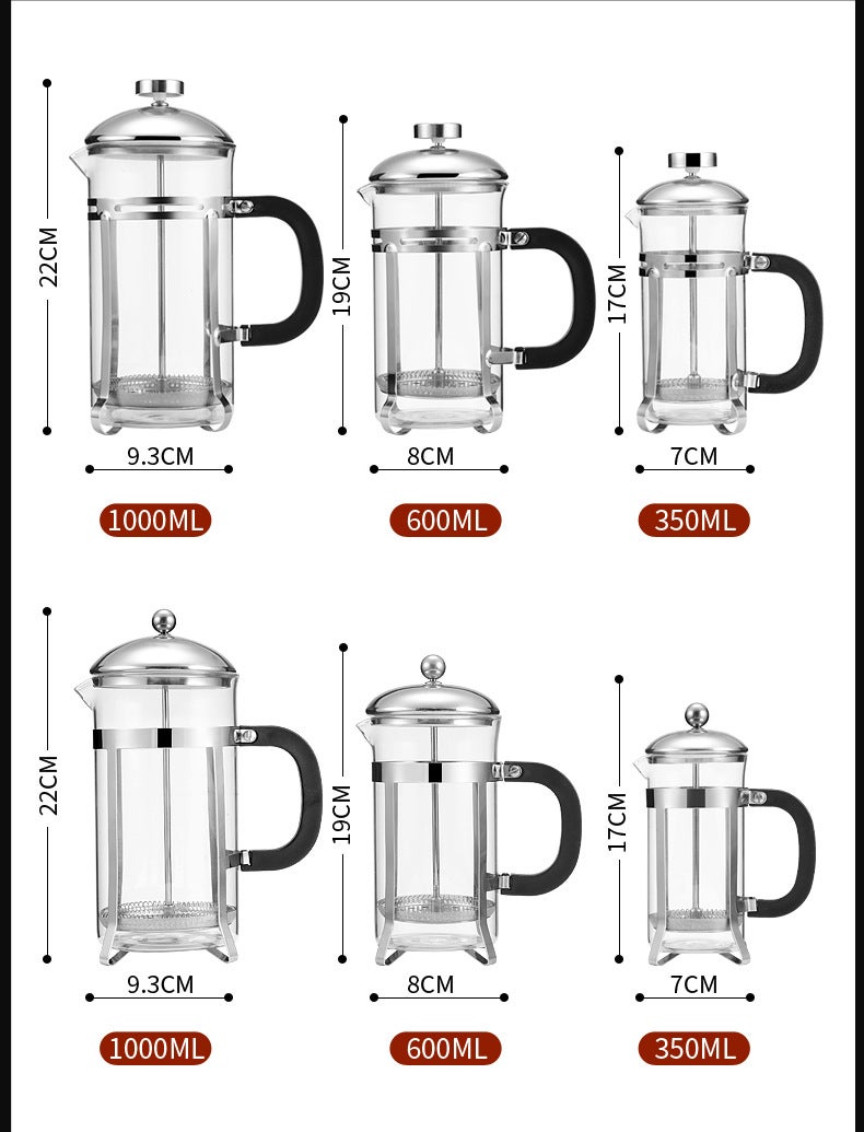 French Press Coffee Maker, Glass Portable Pitcher, Maximum Flavor Coffee Brewer with Superior Filtration, 2 Cup Capacity, Black - Image 3