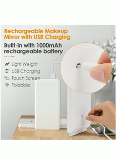 MIXDE Rechargeable Makeup Mirror for Travel Vanity Mirror with 80LEDs 3 Color Light 2000mAh Battery Portable Ultra Slim Lighted Mirror Travel Essential  - Image 4