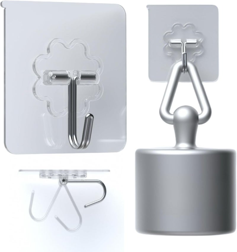 DDMY Heavy Duty Hook 24 Pack Self Adhesive Hooks for Hanging Wall Hooks Transparent Reusable Waterproof Adhesive Sticky Hook for Kitchen Curtain, Towel Bathroom,Coat Shower Door Utility No Damage - Image 1