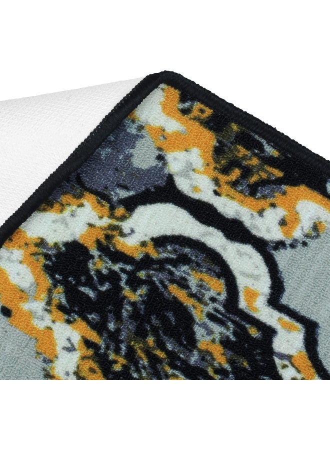 Story@Home Story@Home Carpet For Bedroom, Area Washable Rugs For Bedroom, Kitchen Rug Abstract Print (Grey And Yellow, 90 X 150 Cm) - Image 5