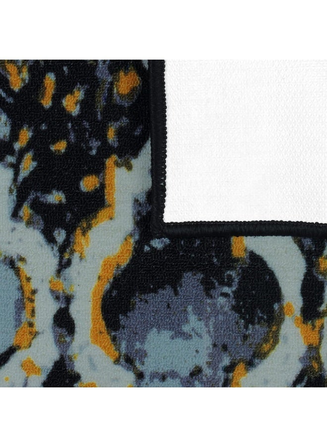 Story@Home Story@Home Carpet For Bedroom, Area Washable Rugs For Bedroom, Kitchen Rug Abstract Print (Grey And Yellow, 90 X 150 Cm) - Image 3