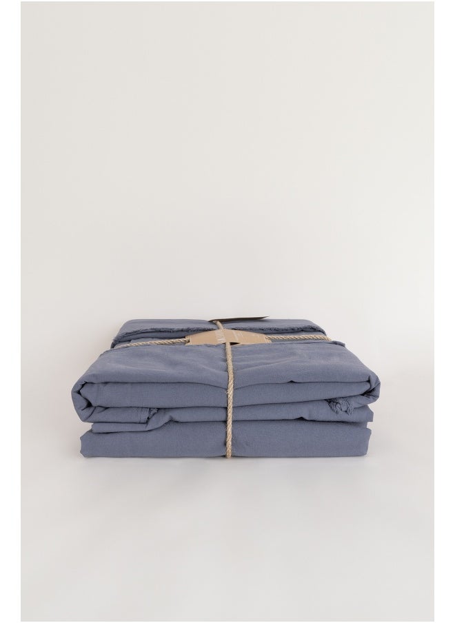 Koza Home Koza Home Boho Plain Natural Gray 100% Cotton Duvet Cover Set Double 200 x 220 7034A 200 x 220  - Image 3