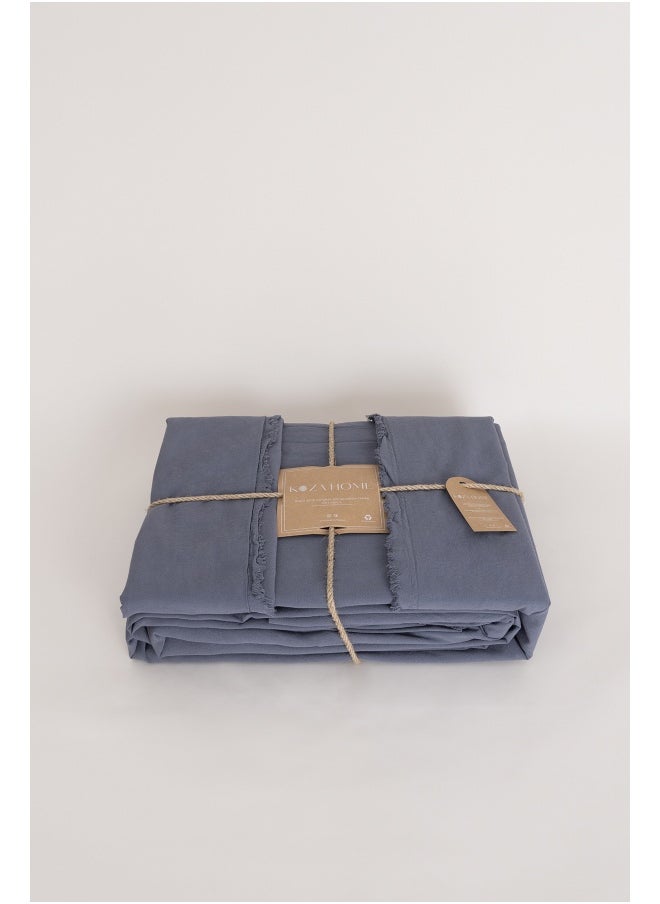 Koza Home Koza Home Boho Plain Natural Gray 100% Cotton Duvet Cover Set Double 200 x 220 7034A 200 x 220  - Image 2
