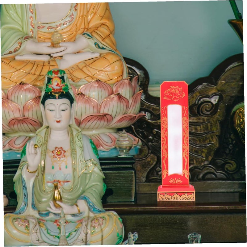 Healifty Wooden Ancestor Memorial Tablet Stand Two-Tier Blank Wood Tablet Holder for Rituals Natural Finish Suitable for Day Dead and Halloween Decor for Family Shrines - Image 2