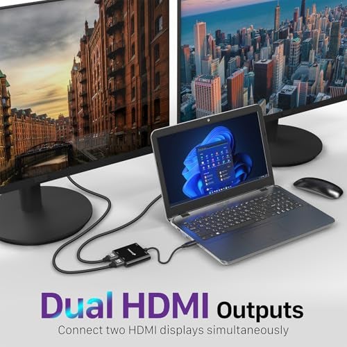 Fosmon USB C to Dual HDMI Adapter, 4-in-1 HDMI Splitter for 2 Monitors Extended Display with 100W PD Charger, Supports 4K@60Hz Dual 4K@30Hz for MacBook Air/Pro, Dell XPS Surface - Image 2