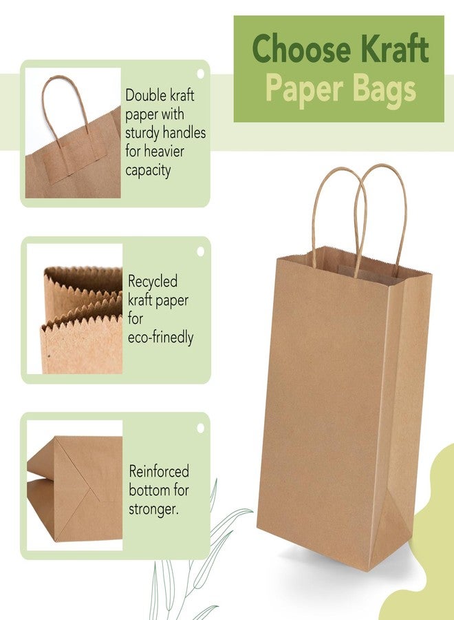 MESHA Kraft Gift Bags 200 Pack 5.25x3.75x8 Inch Small Brown Paper Bags with Handles Bulk for Small Business,Birthday,Party,Wedding,Retail,Shopping Bag (Made in USA - Image 5