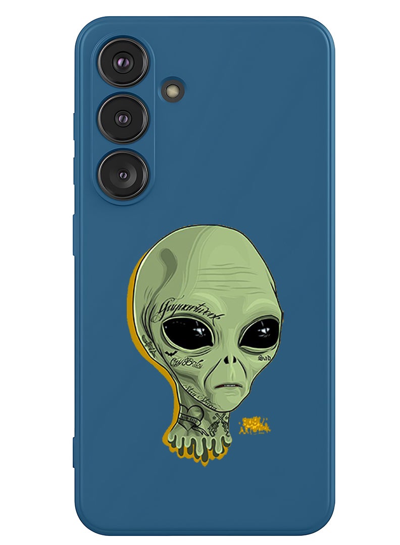 Theodor Protective Slim Fit Case Liquid Silicone Cover with Full Body Protection Anti-Scratch Shockproof Case For Samsung Galaxy S25 (Blue) - alien - Image 1