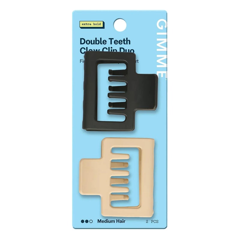 Gimme Beauty Square Double Teeth Claw Clip Extra Grip Accessory Set Perfect for Medium Hair Lasting Hold for Everyday Wear Trendy NonSlip Cilp Duo for Women Black Tan 2 Pack - Image 3