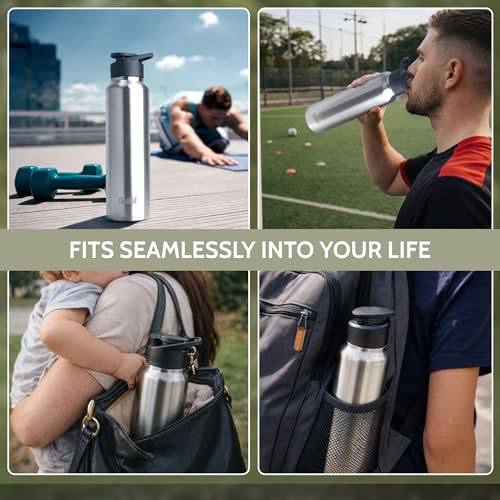 Clazkit Amaze Stainless Steel Water Bottle 1 Litre, Leakproof BPA Free Steel Bottle for Gym, Office & School, Rust Free Durable Drinking Bottle, Fridge Safe, ISI Certified, Sporty Cap - Image 4
