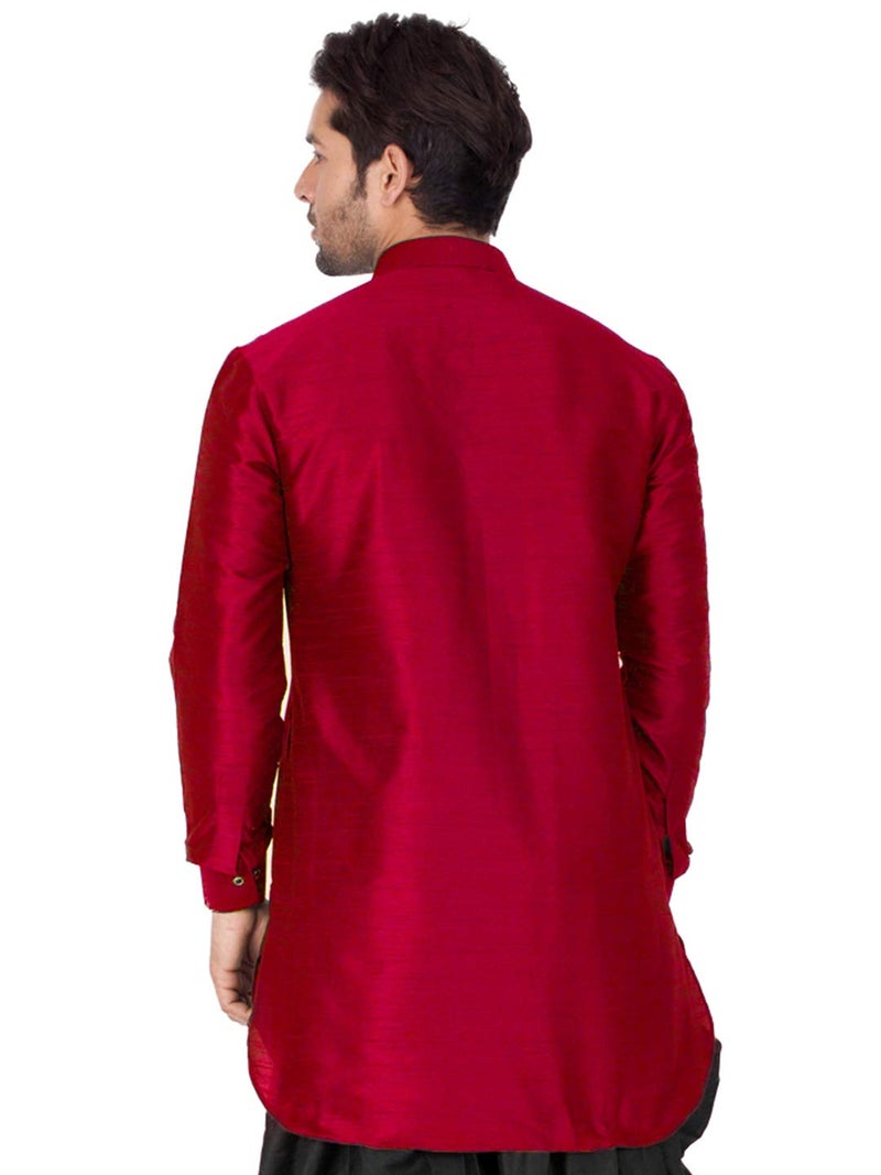 VASTRAMAY VM Mens Silk Blend Maroon Kurta - Elegance for Festivals & Events_VASMUK001MA_44 - Image 5